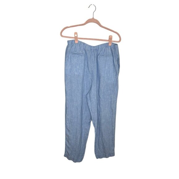 Marsh Landing Womens 100% Linen Pants Blue Size Petite Large Pull On Pockets - Picture 2 of 8